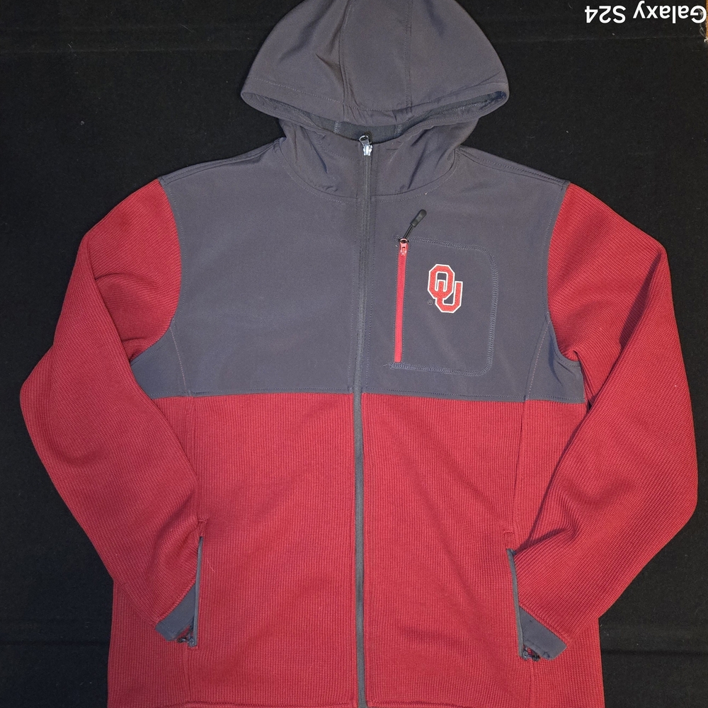 Colosseum Oklahoma Sooners OU Jacket Mens Large Full Zip‎ Black Fleece NCAA